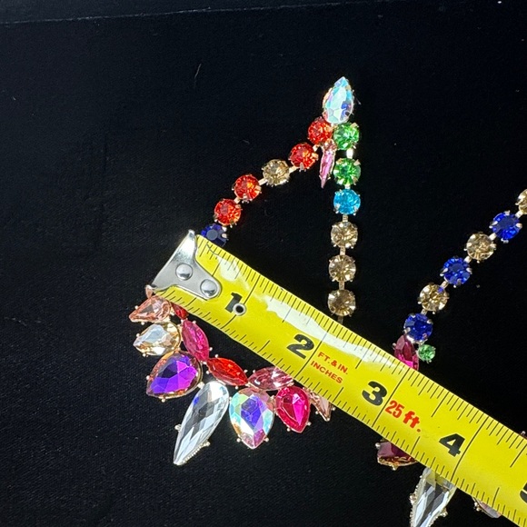 MEGHAN FABULOUS The Cha Cha Cha Oversized Colorful Crystal Drop Earrings Sparkle - Picture 9 of 9